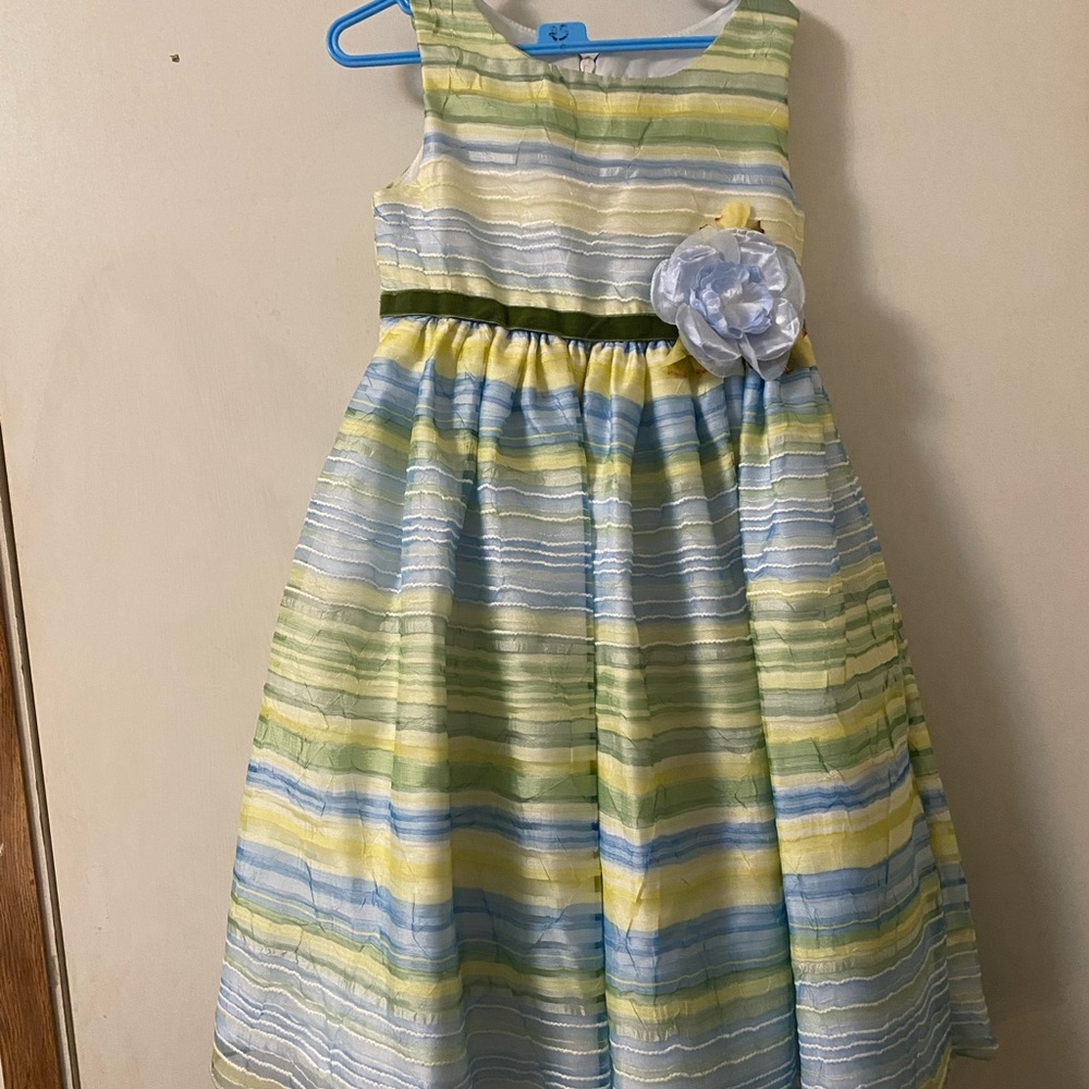 Toddler Girls Sheer Striped Easter Or Party Dress Girls Size 5